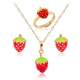 Parure bijoux fraise plaqu or et mail 3 pices  : illustration