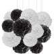 Pompon Papier de Soie Noir 15 cm Dco Mariage : illustration