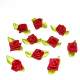 Mini Rose en Satin Bordeaux / vert (lot de 50) : illustration