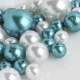 Perles Turquoise Décoration de Table de Mariage   : illustration