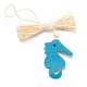 6 hippocampes turquoise avec raphia et attache : illustration
