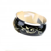 Bracelet en argent rhodié et laque noire