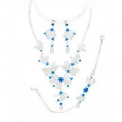 Parure Mariage Bijoux Ton Argent Cristal Bleu Royal (3 pièces)