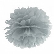 Pompon Papier Gris / Argent 15 cm Pour Décoration