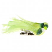  Oiseaux Artificiel Vert Anis en Plumes sur Pince ( Lot de 4 )