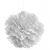 3 Boules Pompons fleurs de papier de soie blanc Ø 45 cm