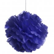 3 Boules Pompons Fleurs en Papier de Soie Bleu Marine 45 cm 