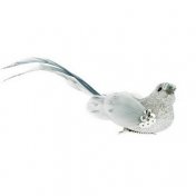 oiseaux argent pailleté sur pince argent x 2