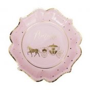 8 Assiettes Princesse et Carrosse Rose et Or