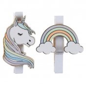 Licorne sur pince en bois (lot de 6 