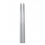Bougies Flambeau métal argent 30 cm (lot de 2)