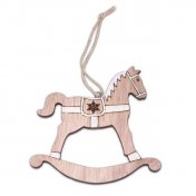 Marque place Cheval à bascule en bois pailleté blanc 12 cm