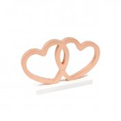 Centre de table - Coeurs enlacés en bois Rose gold sur socle