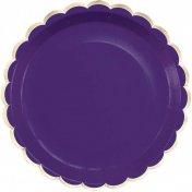 Assiettes Festonnées Violet et Or x 8 pièces