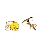 Boucles clous d'oreilles or jaune et laque, Titi 