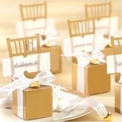 Boite dragée mariage chaises dorées marque place  (lot de 10)