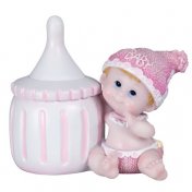 Sujet Figurine Baptême Bébé Fille Biberon 