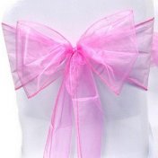 Noeud de Chaise Mariage Organza Rose Framboise x 10