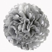 3 boules Pompons Fleurs en Papier de Soie Gris 45 cm 