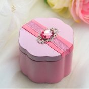 Boîte à dragées de mariage rose et pierre rose