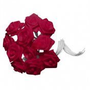 24 Mini Roses Ourlées en Satin Bordeaux sur Tige 