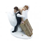 Figurine de mariage Sujet résine couple de mariés je t'emmène avec moi