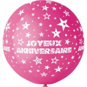 Ballon géant fuchsia "Joyeux anniversaire"